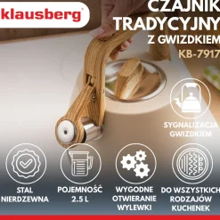CZAJNIK STALOWY Z GWIZDKIEM 2,5L KLAUSBERG KB-7917