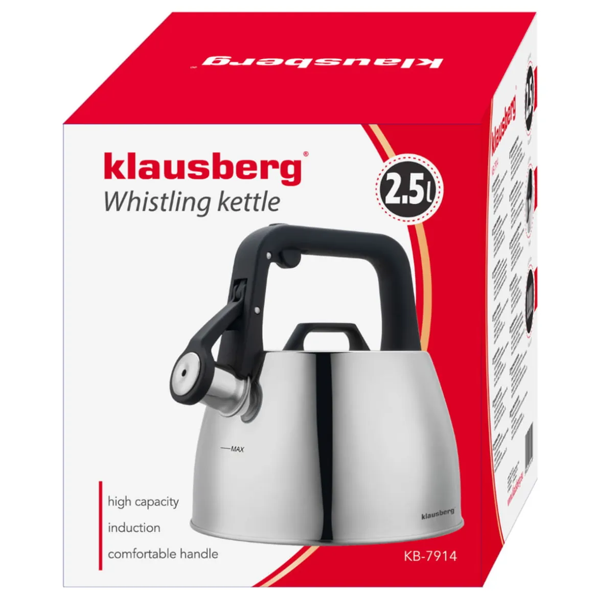 CZAJNIK STALOWY Z GWIZDKIEM 2,5L KLAUSBERG KB-7914