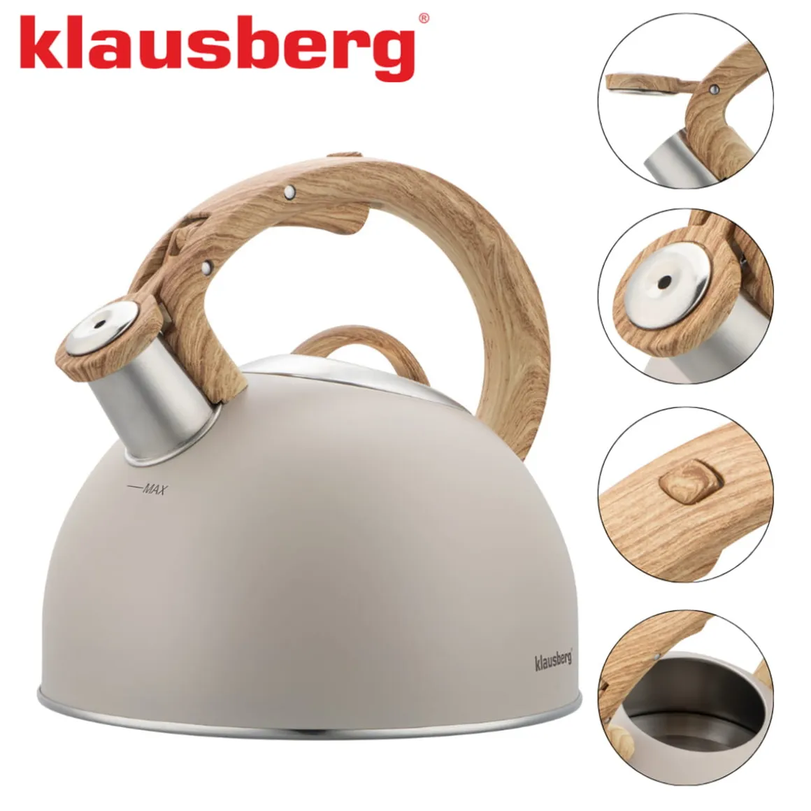 CZAJNIK STALOWY Z GWIZDKIEM 2,5L KLAUSBERG KB-7913