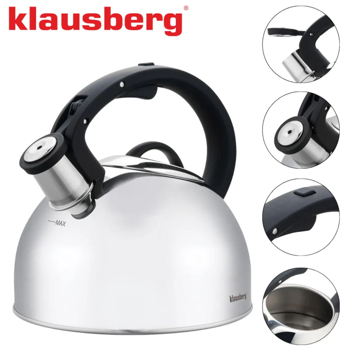 CZAJNIK STALOWY Z GWIZDKIEM 2,5L KLAUSBERG KB-7910