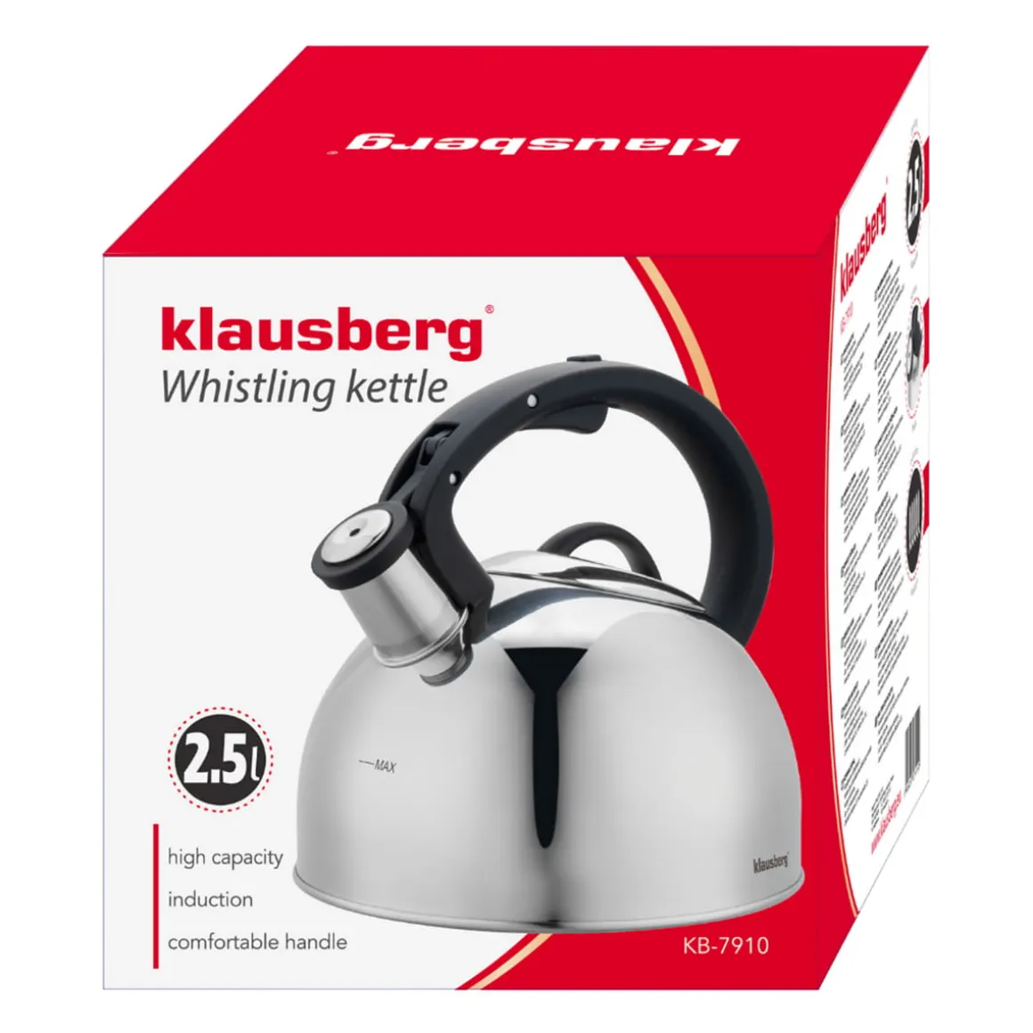 CZAJNIK STALOWY Z GWIZDKIEM 2,5L KLAUSBERG KB-7910