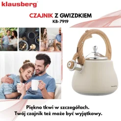 CZAJNIK STALOWY Z GWIZDKIEM 2,8L KLAUSBERG KB-7919
