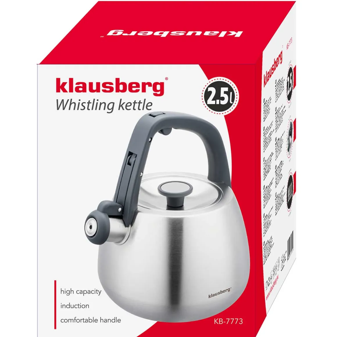 CZAJNIK STALOWY Z GWIZDKIEM 2,5L KLAUSBERG KB-7773