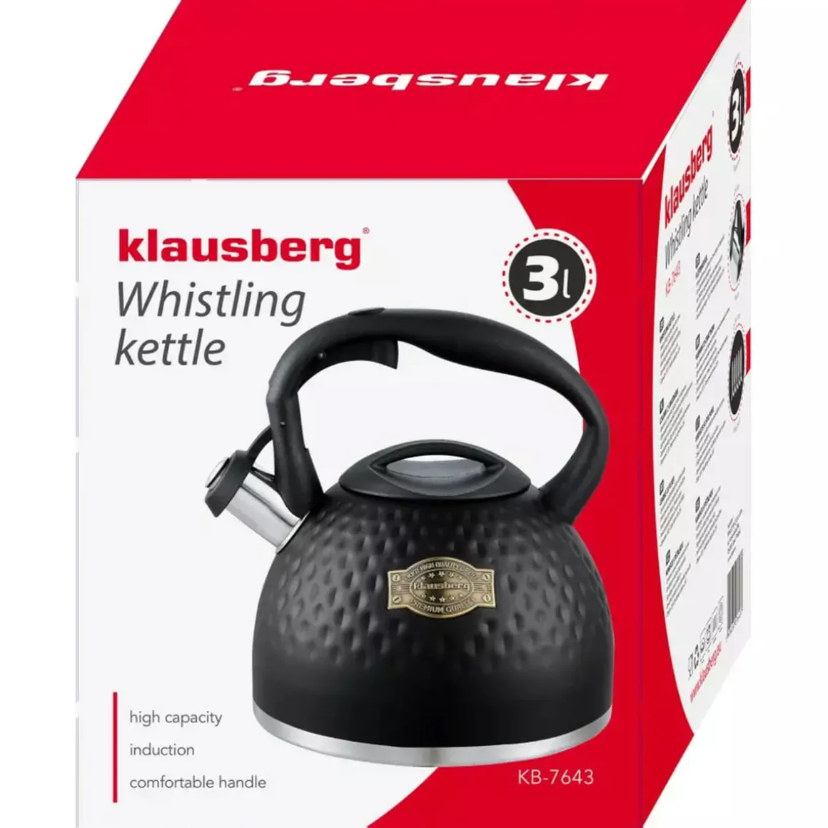 CZAJNIK STALOWY Z GWIZDKIEM 3L KLAUSBERG KB-7643
