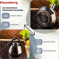 CZAJNIK STALOWY Z GWIZDKIEM 2,5L KLAUSBERG KB-7947