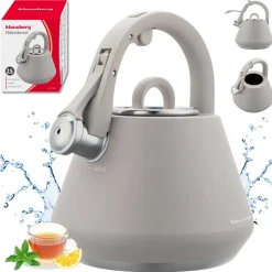 CZAJNIK STALOWY Z GWIZDKIEM 2,5L KLAUSBERG KB-7949 SZARY