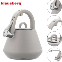 CZAJNIK STALOWY Z GWIZDKIEM 2,5L KLAUSBERG KB-7949 SZARY