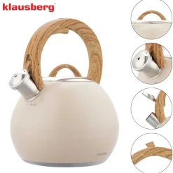 CZAJNIK STALOWY Z GWIZDKIEM 3L KLAUSBERG KB-7956 BEŻOWY MAT