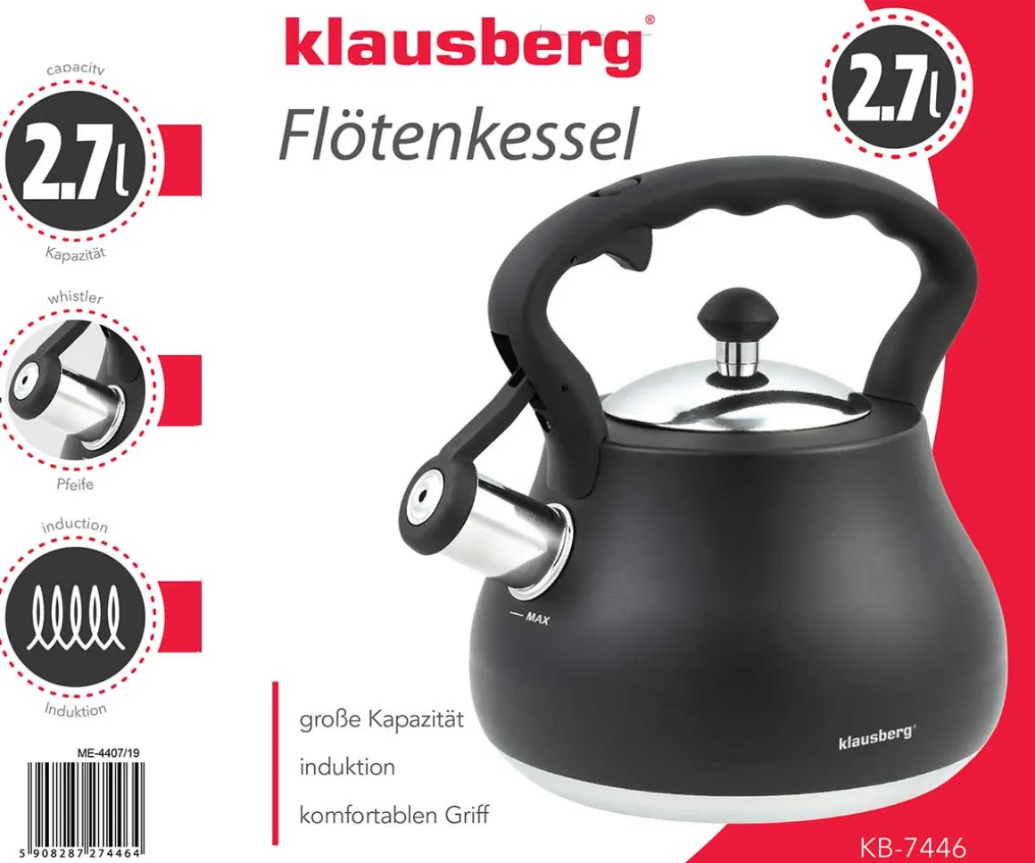 CZAJNIK Z GWIZDKIEM KLAUSBERG 2,7L KB-7446