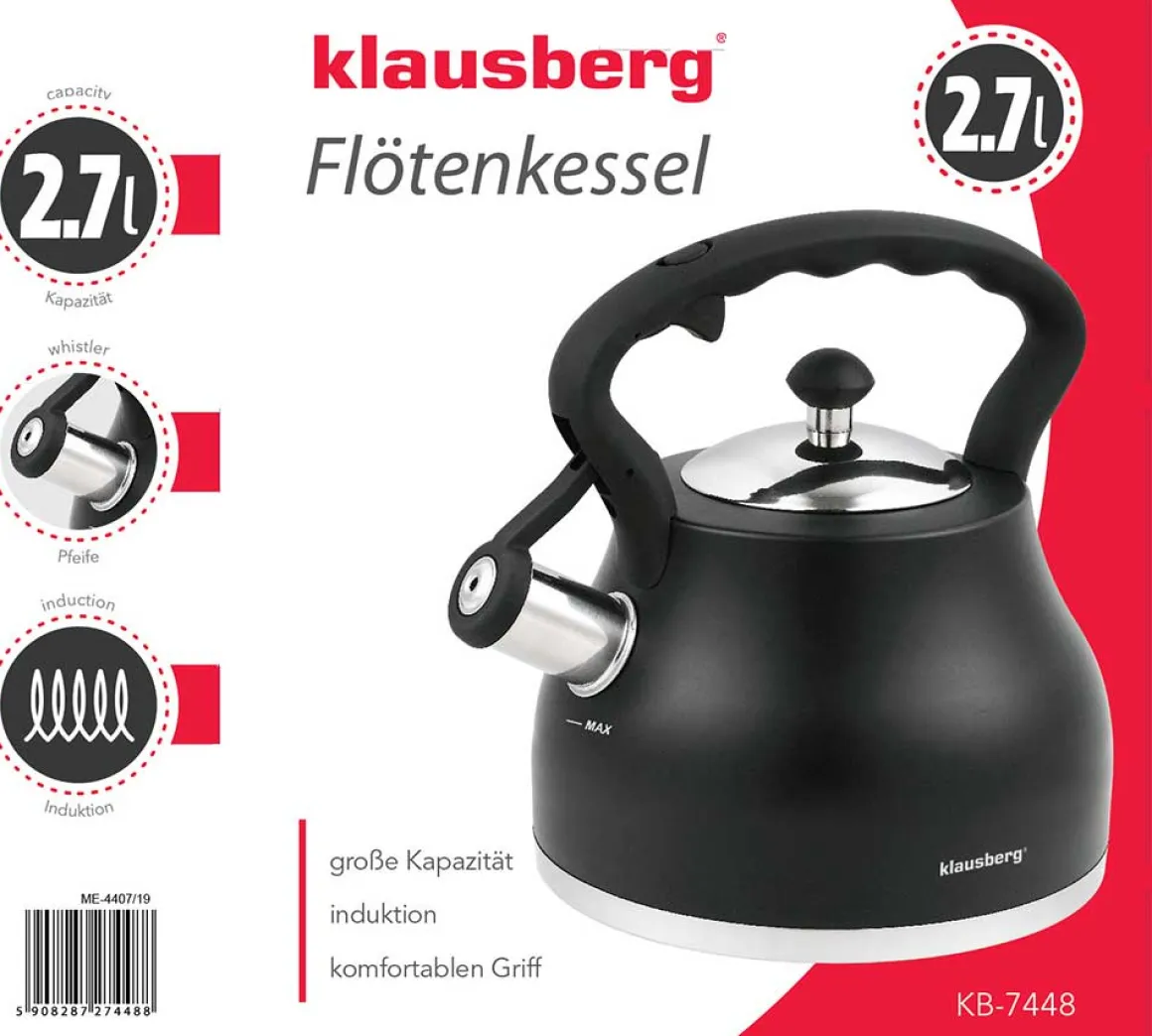 CZAJNIK Z GWIZDKIEM KLAUSBERG 2,7L KB-7448