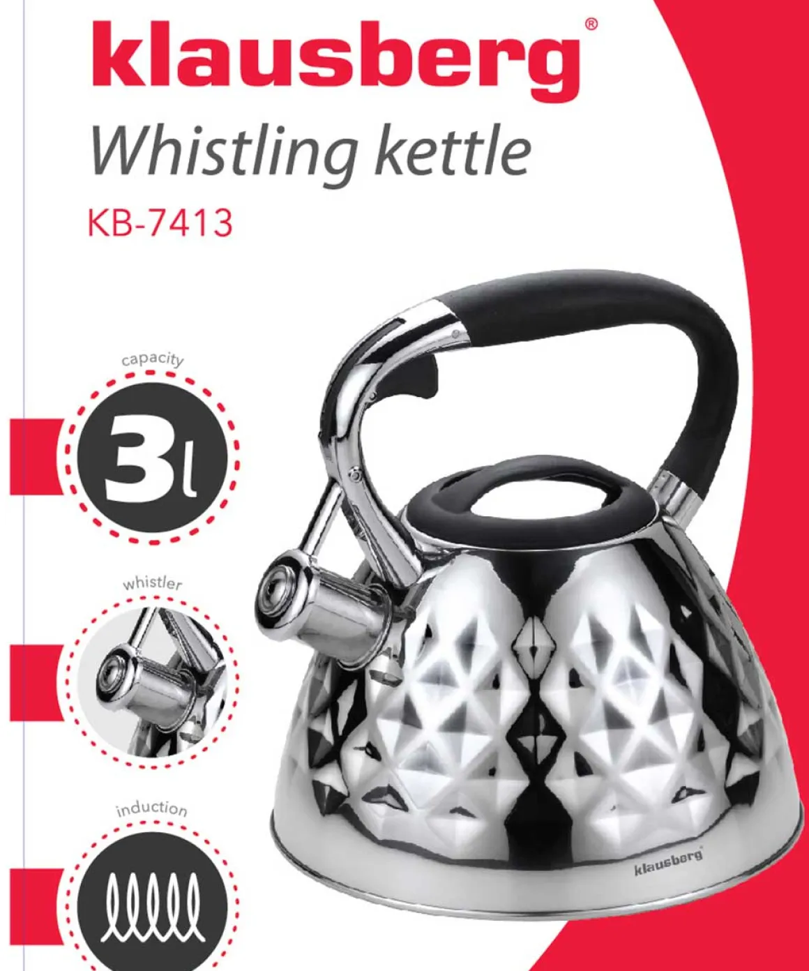 CZAJNIK Z GWIZDKIEM KLAUSBERG 3L KB-7413 DIAMOND