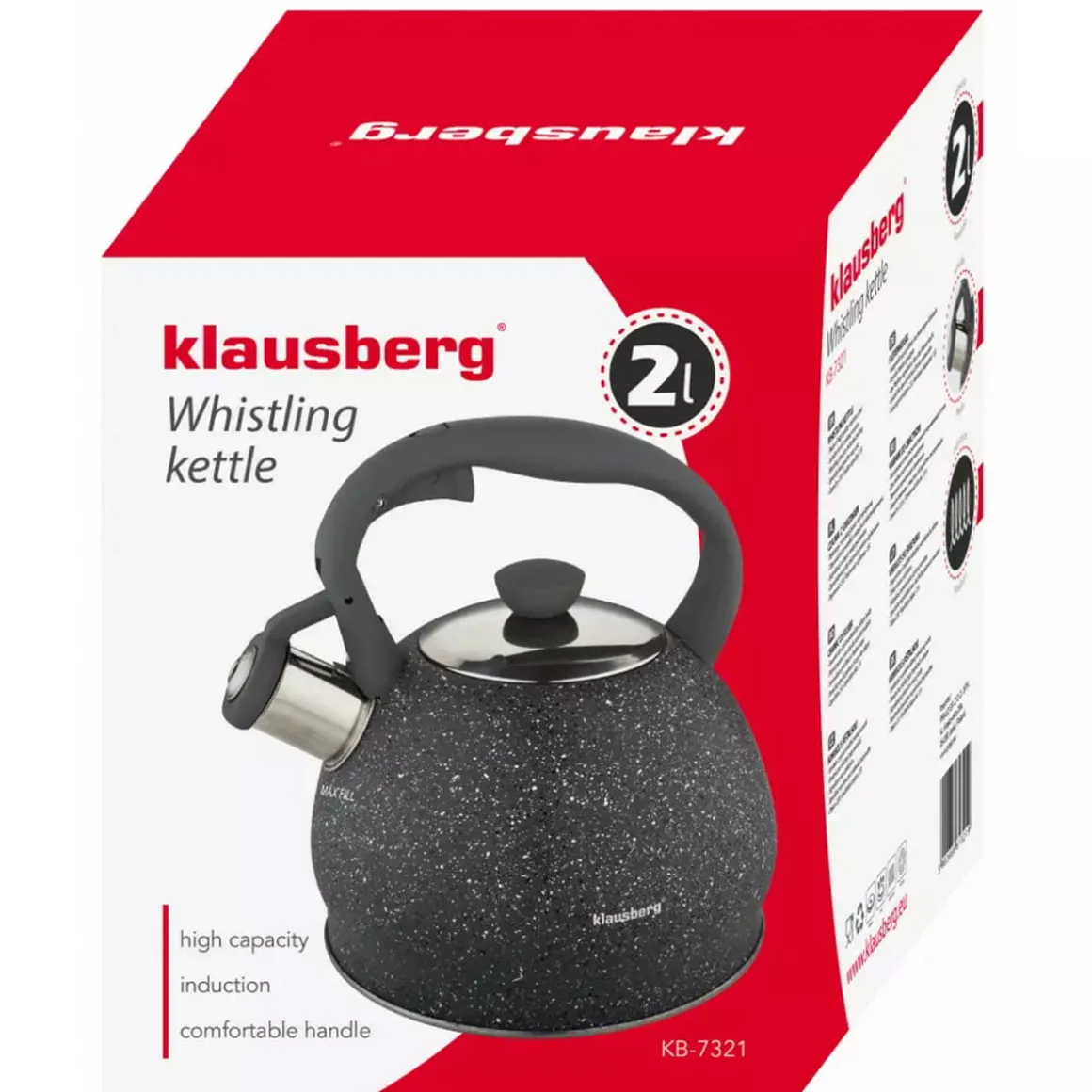 CZAJNIK Z GWIZDKIEM 2L KLAUSBERG KB-7321 MARBLE