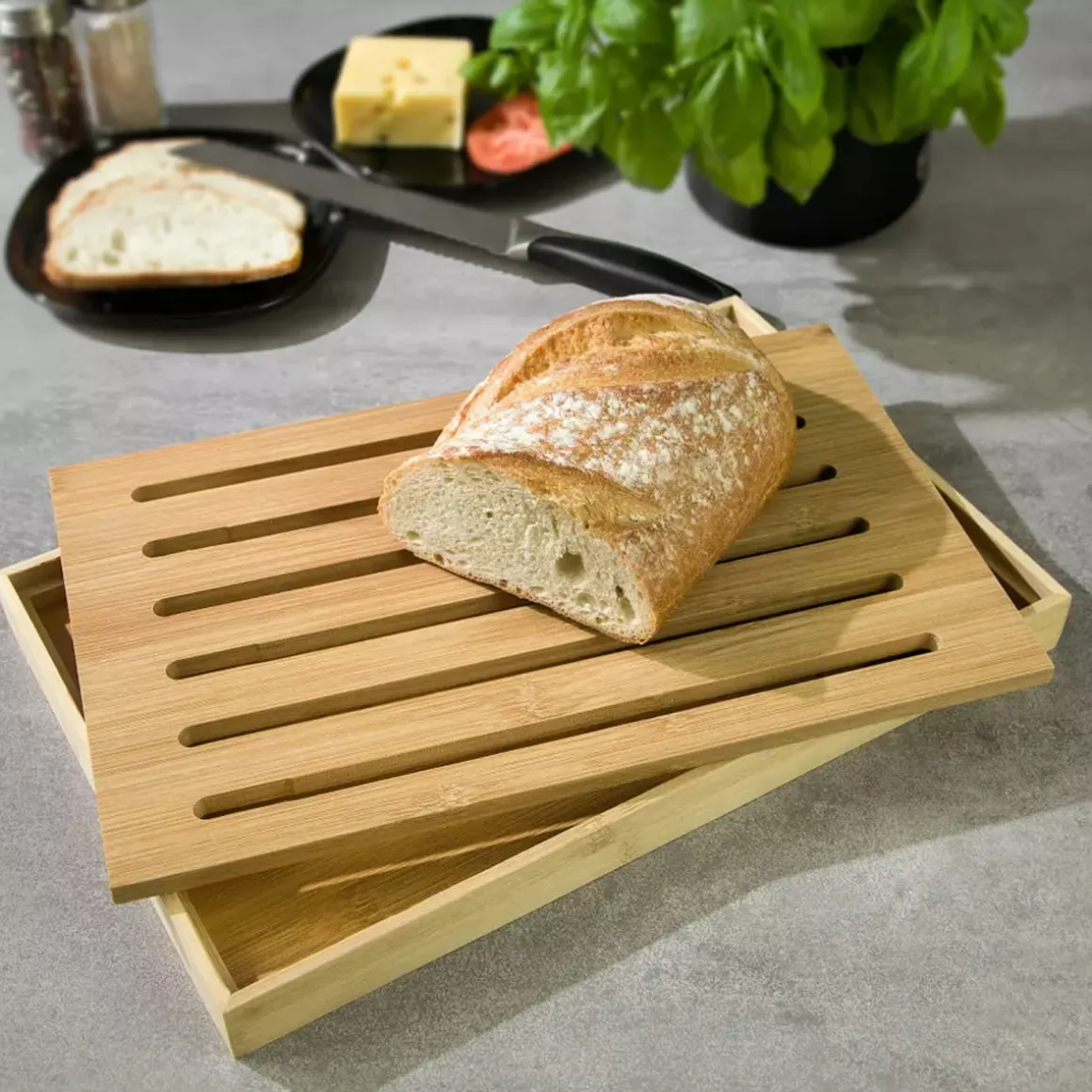 DESKA DO KROJENIA PIECZYWA Z TACĄ 37 x 23cm KINGHOFF KH-1217