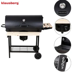 DUŻY GRILL WĘGLOWY NA KÓŁKACH Z PÓŁKAMI KLAUSBERG KB-9033