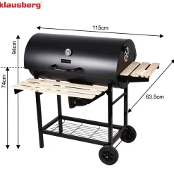 DUŻY GRILL WĘGLOWY NA KÓŁKACH Z PÓŁKAMI KLAUSBERG KB-9033