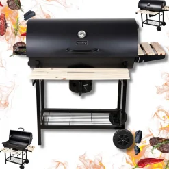 DUŻY GRILL WĘGLOWY NA KÓŁKACH Z PÓŁKAMI KLAUSBERG KB-9033