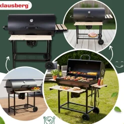 DUŻY GRILL WĘGLOWY NA KÓŁKACH Z PÓŁKAMI KLAUSBERG KB-9033