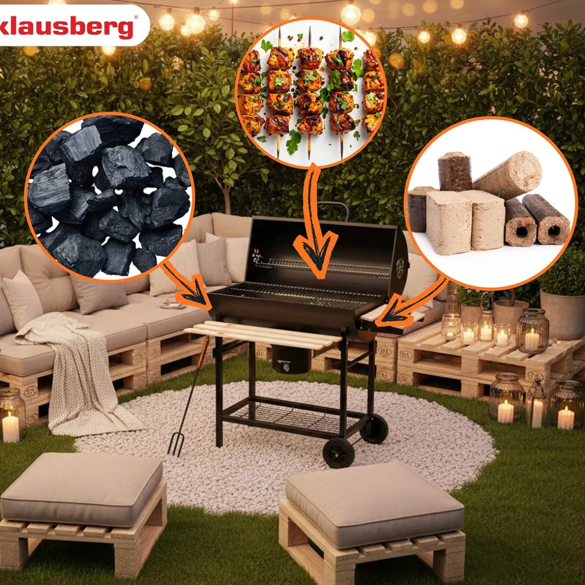 DUŻY GRILL WĘGLOWY NA KÓŁKACH Z PÓŁKAMI KLAUSBERG KB-9033