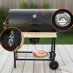 DUŻY GRILL WĘGLOWY NA KÓŁKACH Z PÓŁKAMI KLAUSBERG KB-9033
