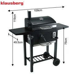 DUŻY GRILL WĘGLOWY Z PÓŁKAMI I TERMOMETREM KLAUSBERG KB-9034