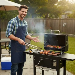 DUŻY GRILL WĘGLOWY Z PÓŁKAMI I TERMOMETREM KLAUSBERG KB-9034