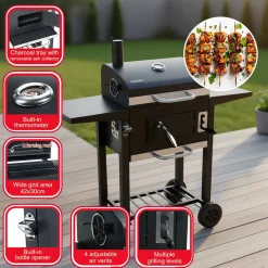 DUŻY GRILL WĘGLOWY Z PÓŁKAMI I TERMOMETREM KLAUSBERG KB-9034