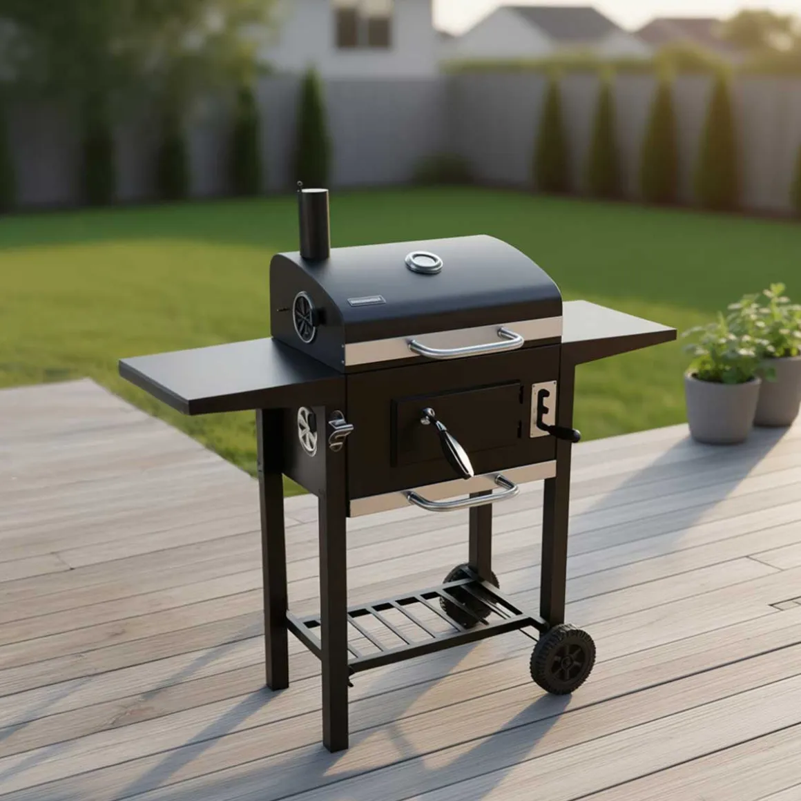 DUŻY GRILL WĘGLOWY Z PÓŁKAMI I TERMOMETREM KLAUSBERG KB-9034