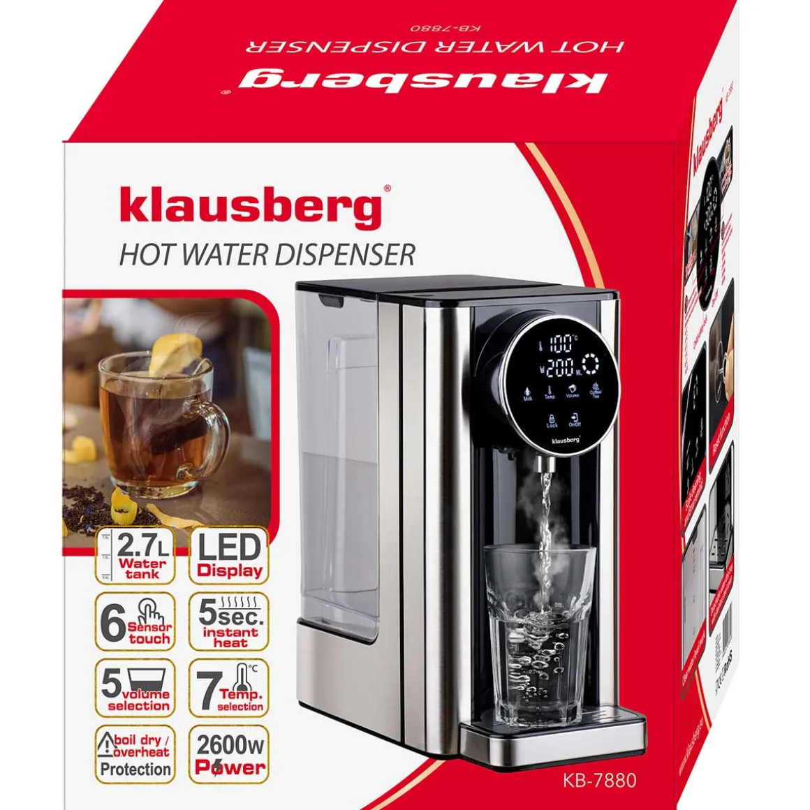 DYSPENSER DOZOWNIK GORĄCEJ WODY 2,7L KLAUSBERG KB-7880