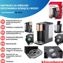DYSPENSER DOZOWNIK GORĄCEJ WODY 2,2L KLAUSBERG KB-7879
