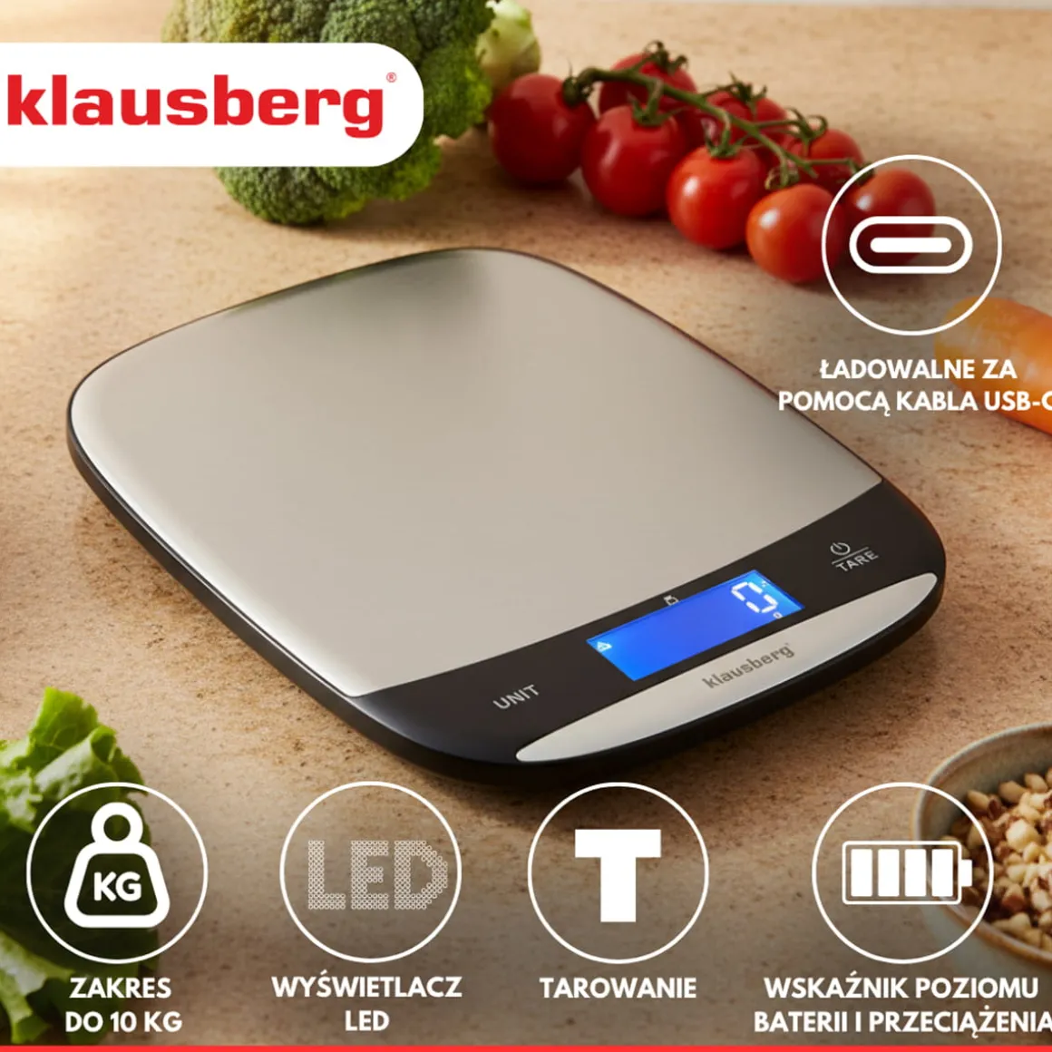 ELEKTRONICZNA WAGA KUCHENNA 10kg KLAUSBERG KB-7936