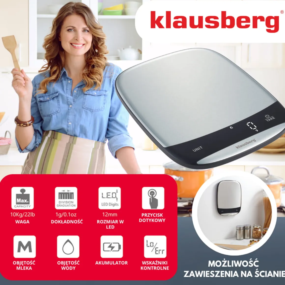 ELEKTRONICZNA WAGA KUCHENNA 10kg KLAUSBERG KB-7936