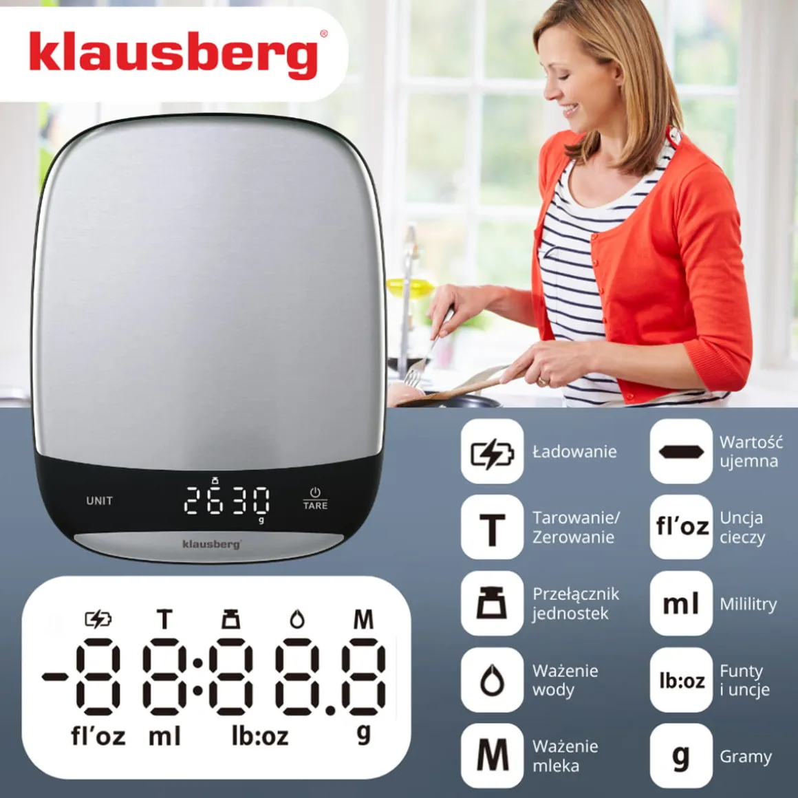 ELEKTRONICZNA WAGA KUCHENNA 10kg KLAUSBERG KB-7936
