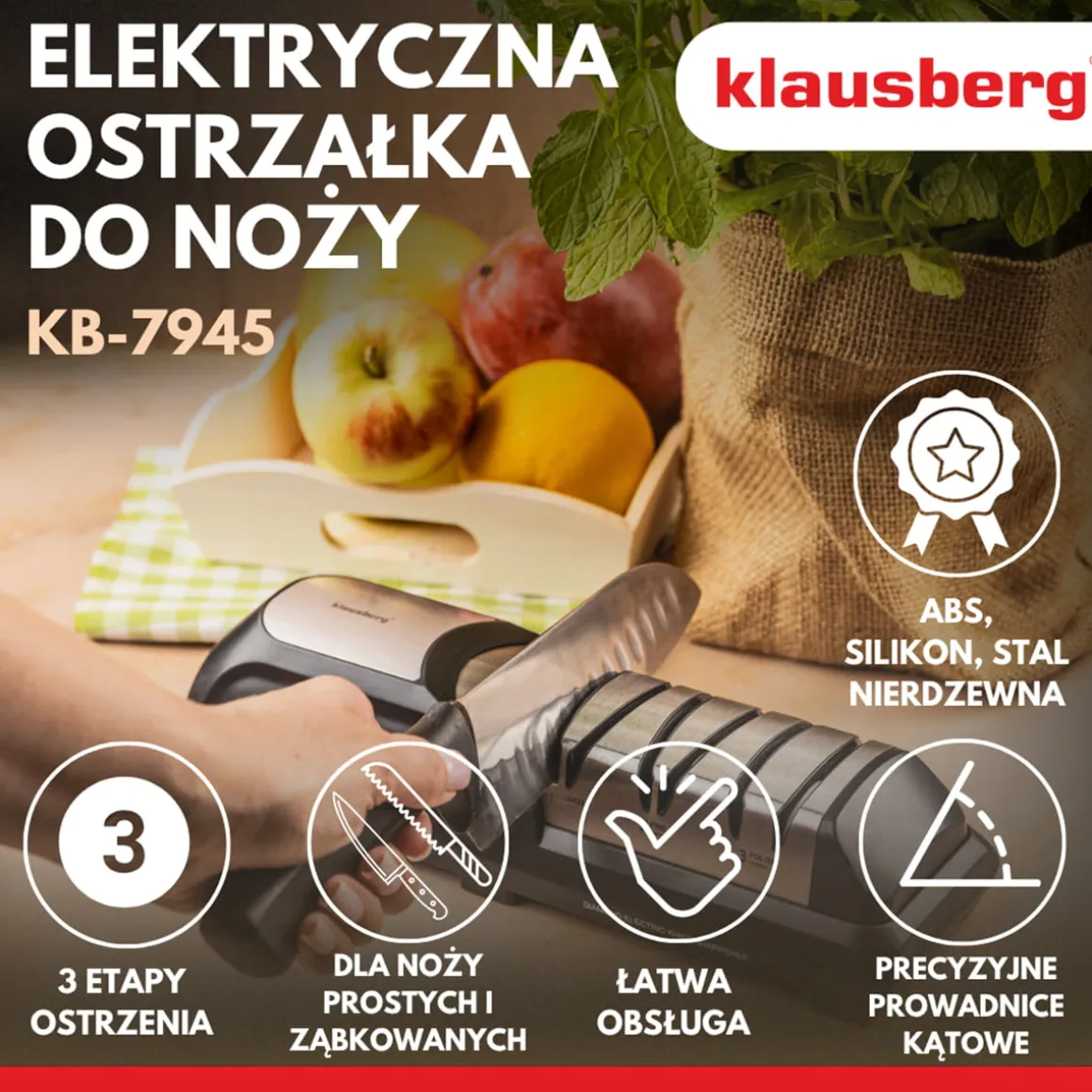 ELEKTRYCZNA DIAMENTOWA OSTRZAŁKA DO NOŻY KLAUSBERG KB-7945