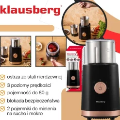 ELEKTRYCZNY MŁYNEK DO KAWY PRZYPRAW OWOCÓW KLAUSBERG KB-7992