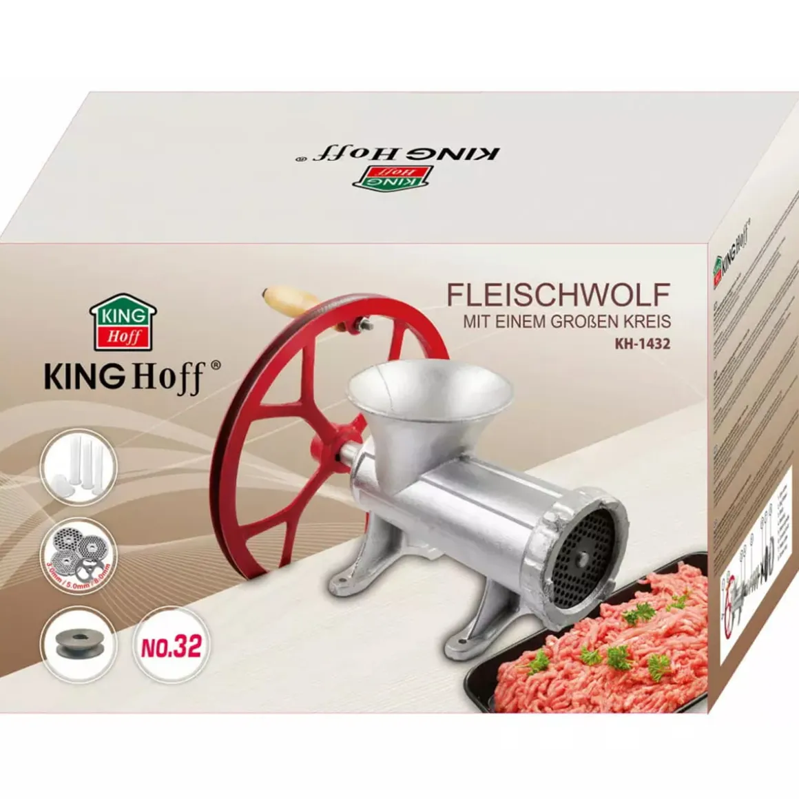 ŻELIWNA MASZYNKA #32 DO MIELENIA MIĘSA KINGHOFF KH-1432