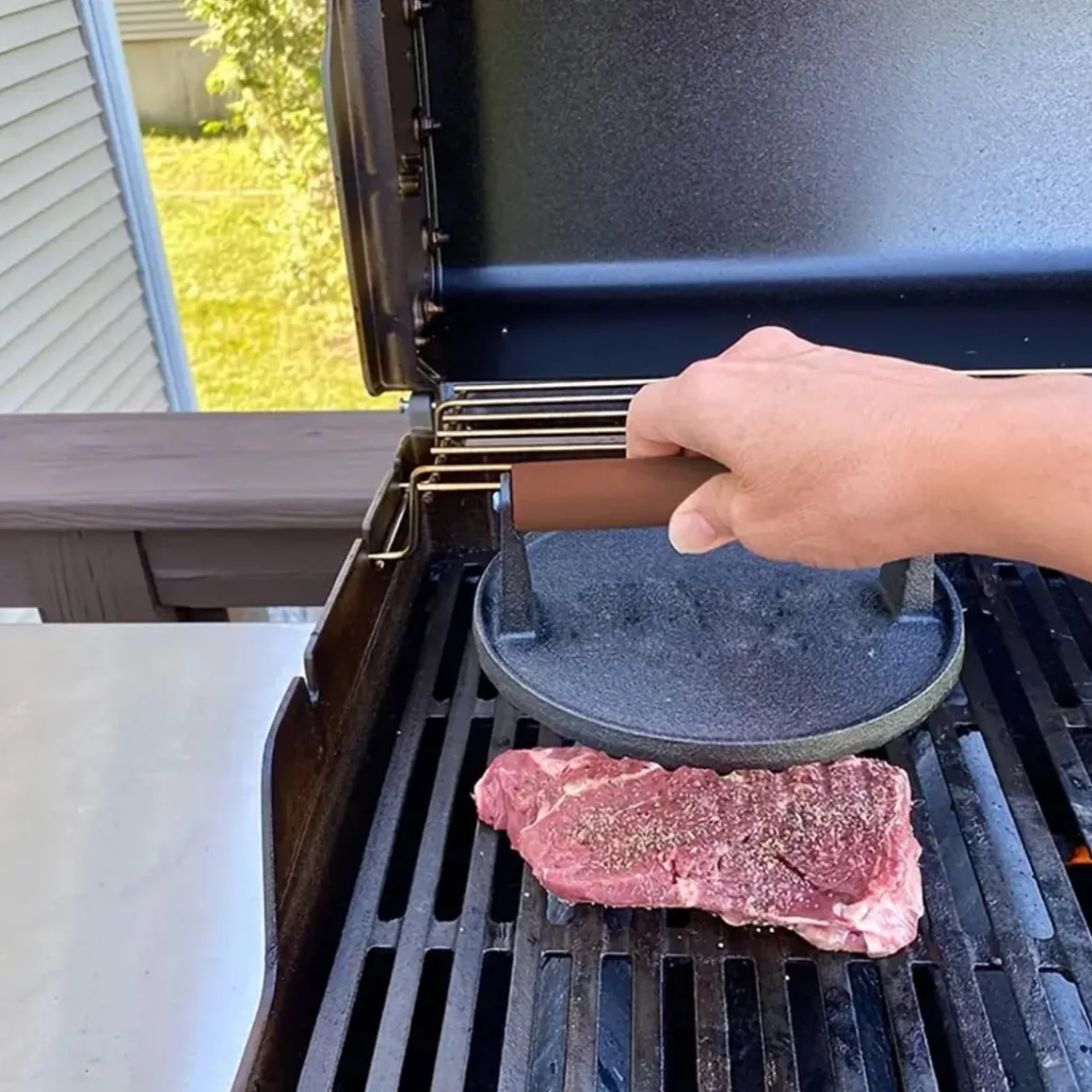 ŻELIWNA PRASKA DO GRILLOWANIA BURGERÓW STEKÓW MIĘSA 2661