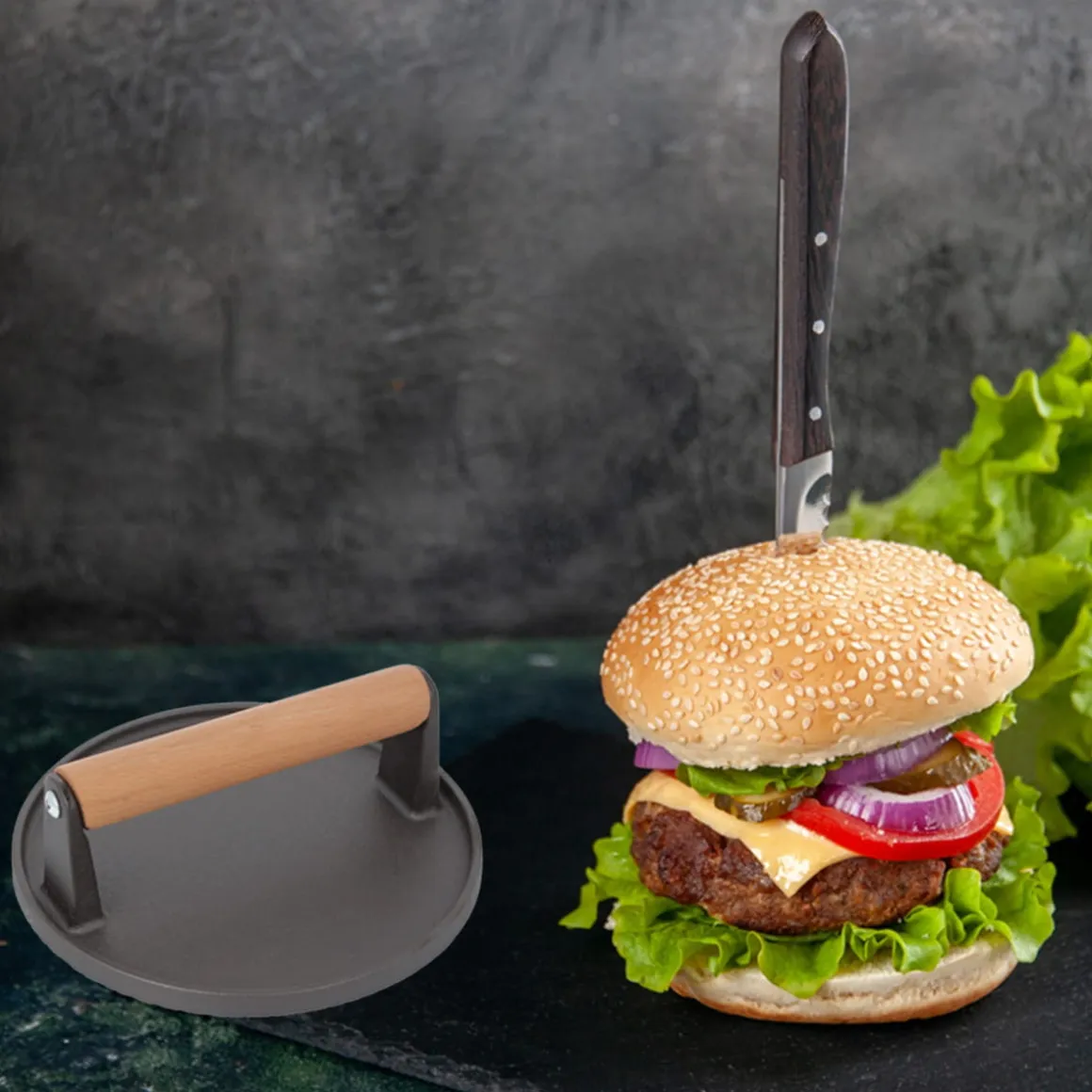 ŻELIWNA PRASKA DO GRILLOWANIA BURGERÓW STEKÓW MIĘSA 2661