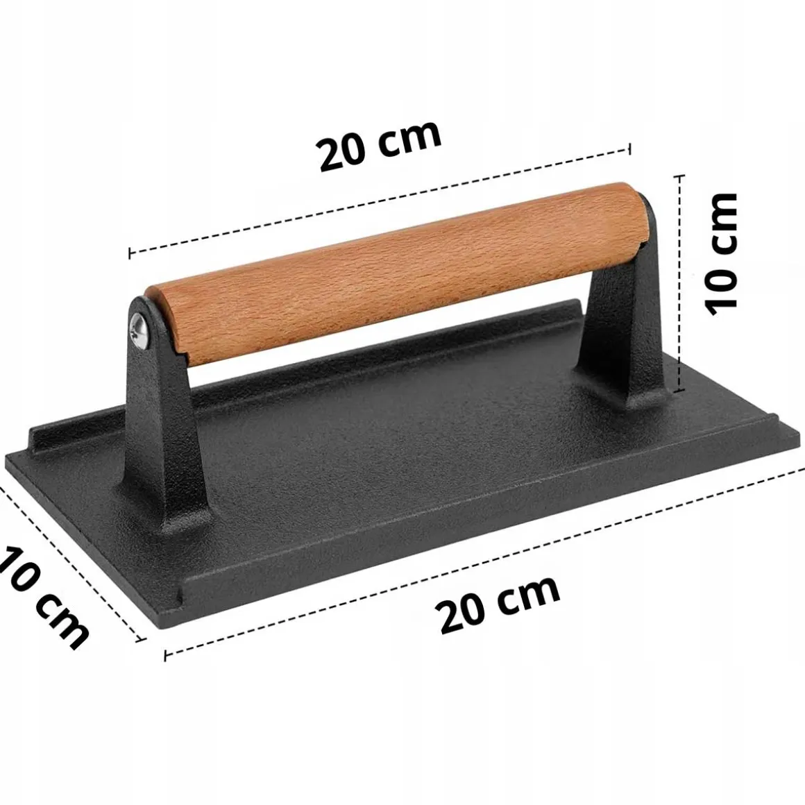 ŻELIWNA PRASKA 20x10cm DO GRILLOWANIA BURGERÓW STEKÓW MIĘSA HAGE
