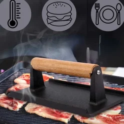 ŻELIWNA PRASKA 20x10cm DO GRILLOWANIA BURGERÓW STEKÓW MIĘSA HAGE