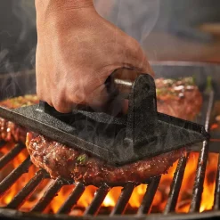 ŻELIWNA PRASKA 20x10cm DO GRILLOWANIA BURGERÓW STEKÓW MIĘSA HAGE