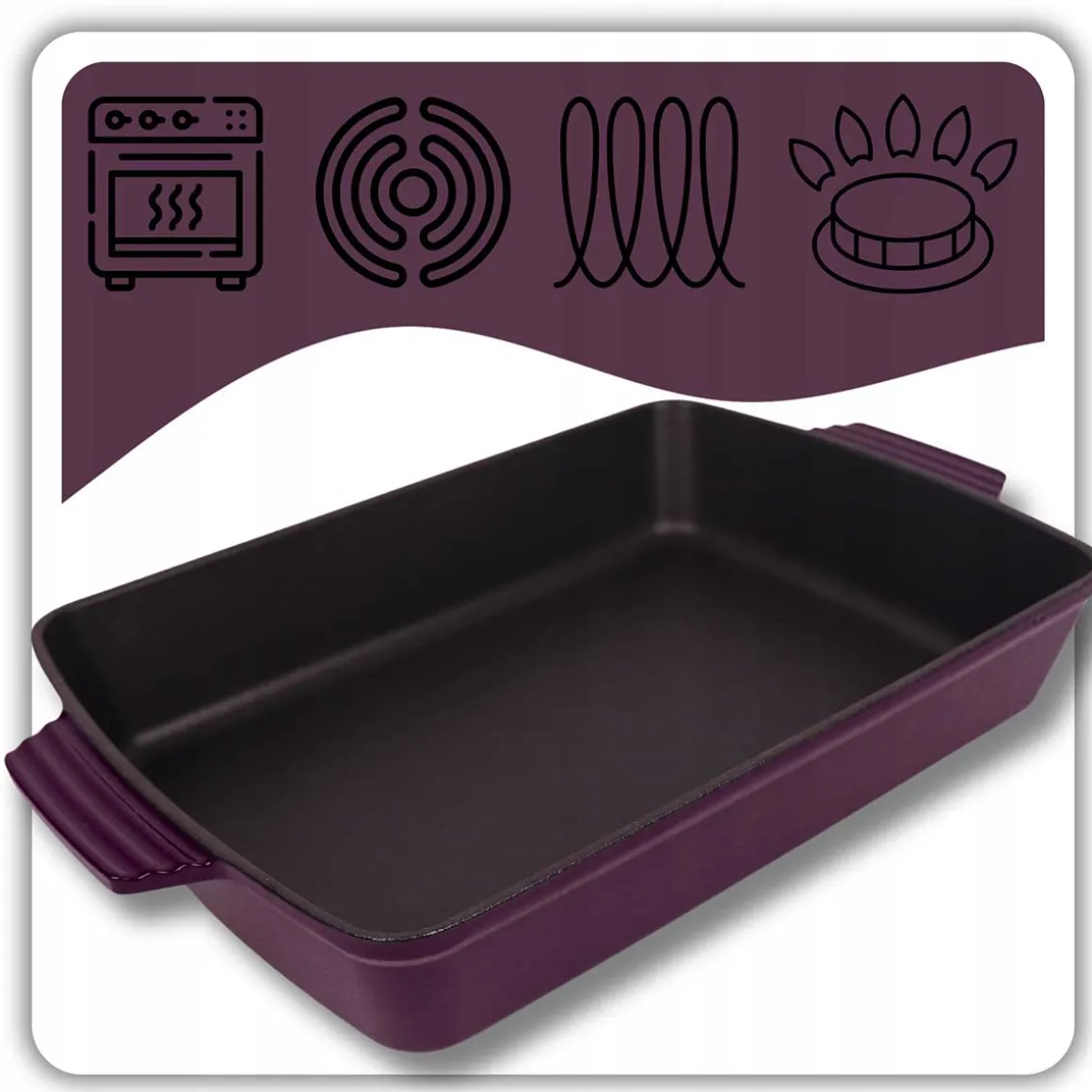 EMALIOWANA FORMA BRYTFANNA ŻELIWNA 32 x 23,5cm HAGE EGGPLANT