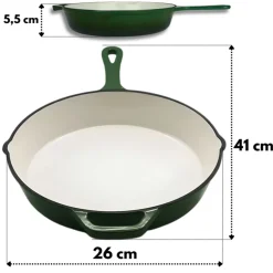 EMALIOWANA PATELNIA ŻELIWNA 26cm HAGE ZIELONA