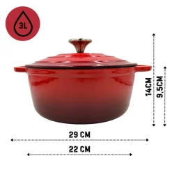 EMALIOWANY GARNEK ŻELIWNY 22cm 3L HAGE CZERWONY