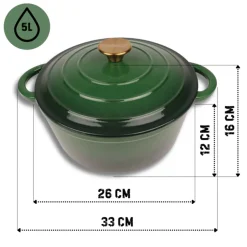 EMALIOWANY GARNEK ŻELIWNY 26cm 5L HAGE ZIELONY