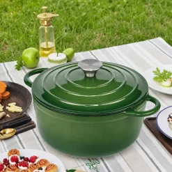 EMALIOWANY GARNEK ŻELIWNY 28cm 5,9L ZIELONY 7752