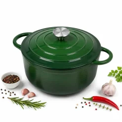 EMALIOWANY GARNEK ŻELIWNY 28cm 5,9L ZIELONY 7752