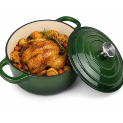 EMALIOWANY GARNEK ŻELIWNY 24cm 4,2L ZIELONY 7751