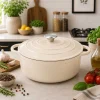 EMALIOWANY GARNEK ŻELIWNY 28cm 5,9L KREMOWY 7766