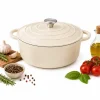EMALIOWANY GARNEK ŻELIWNY 24cm 4,2L KREMOWY 7765