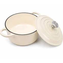 EMALIOWANY GARNEK ŻELIWNY 24cm 4,2L KREMOWY 7765